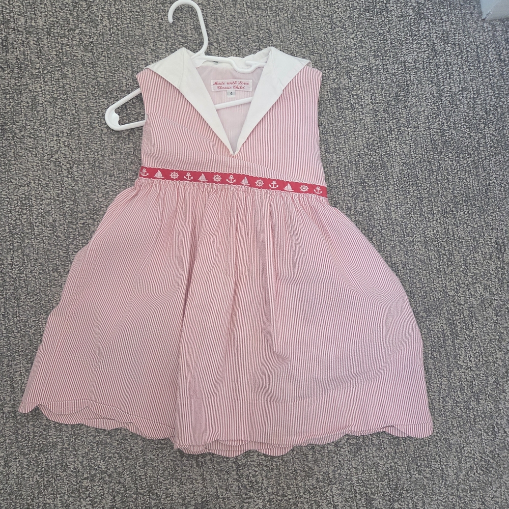 Vintage Red and White Nautical Kids Dress